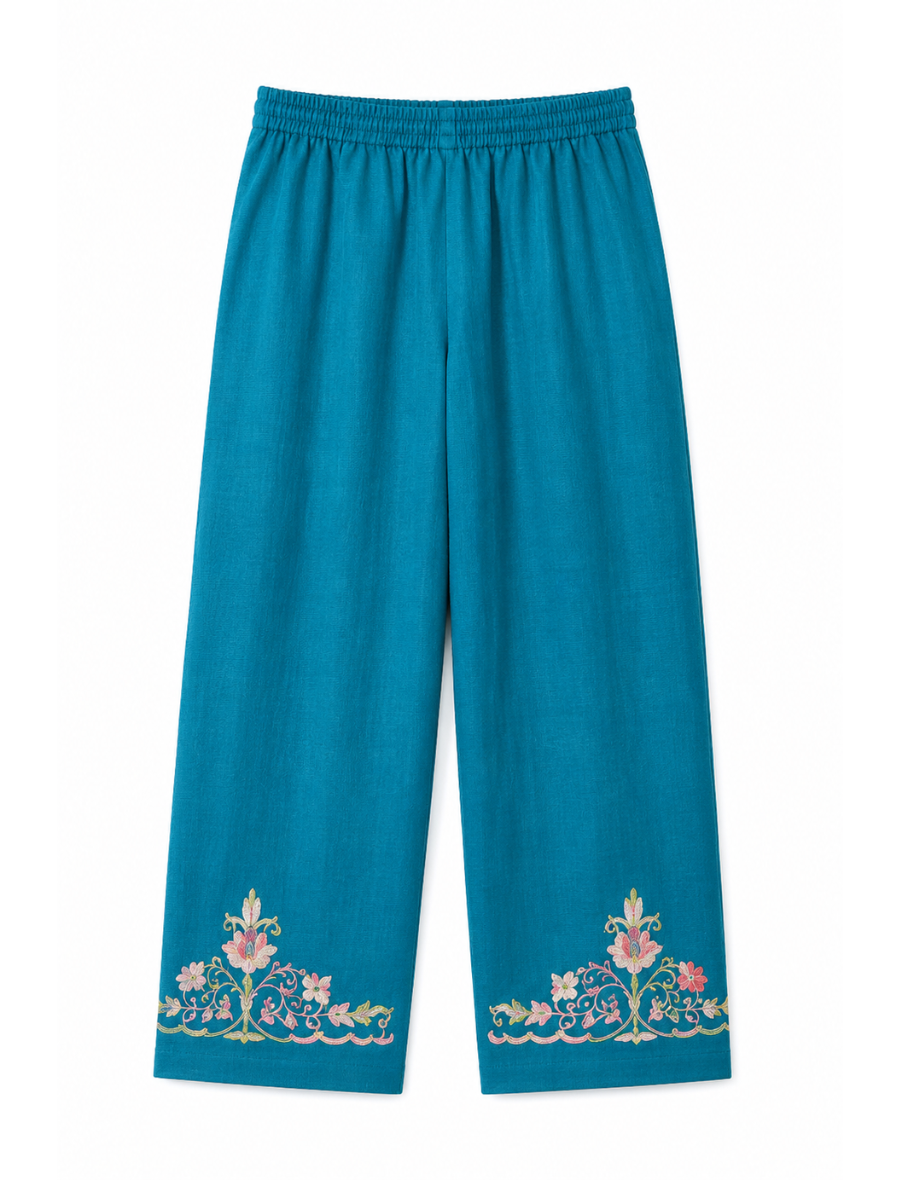 Kashmir Aari cotton Co-Ord Set | Dark Teal